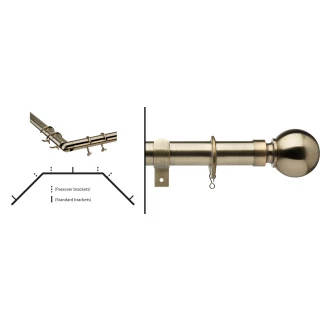 Haywick Deluxe Ball 28mm Antique Brass Metal Bay Curtain Pole Kit