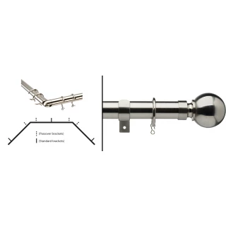 Haywick Deluxe Ball 28mm Stainless Steel Metal Bay Curtain Pole Kit