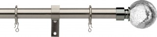 Haywick Urban Cracked Glass 16/19mm Telescopic Satin Steel Metal Curtain Pole