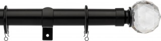 Haywick Urban Faceted Ball 25/28mm Telescopic Black Metal Curtain Pole