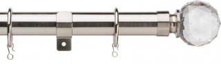 Haywick Urban Faceted Ball 25/28mm Telescopic Satin Silver Metal Curtain Pole