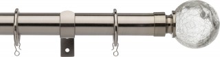 Haywick Urban Cracked Glass 25/28mm Telescopic Satin Steel Metal Curtain Pole